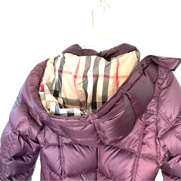 BURBERRY gorgeous warm down puffer coat. Plum color.  size 14y or 164 cm. - Picture 8 of 12